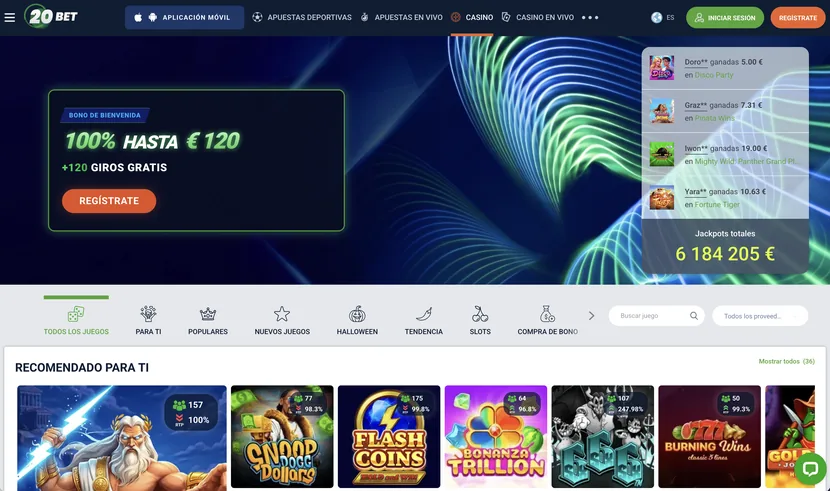 20Bet casino página principal